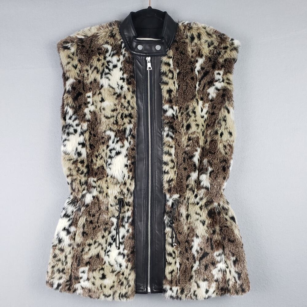 Rebecca Taylor Sz 0 Animal Print Faux Fur Leopard Brown Black Mob Wife New York